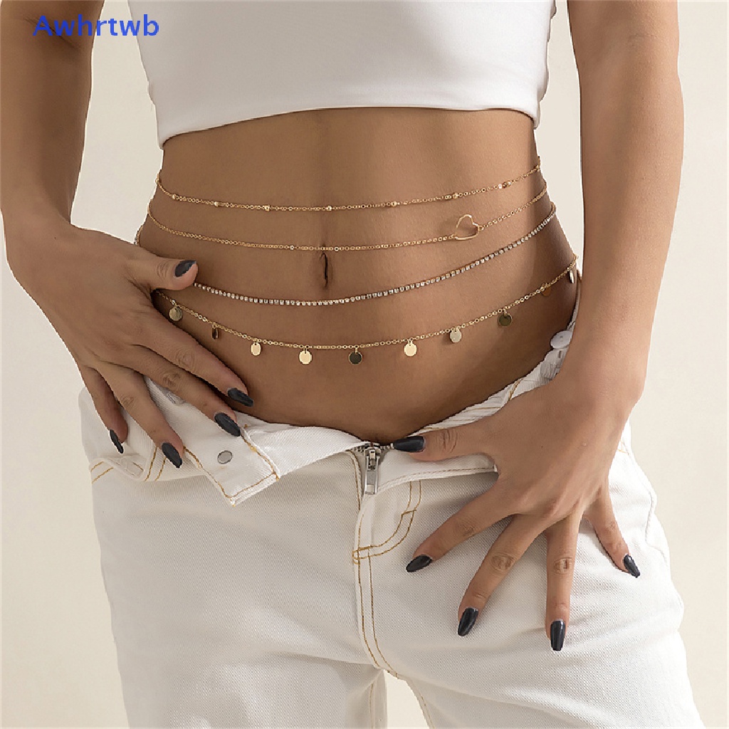 Dây Chuyền Đeo Hông Nhiều Lớp Mặt Trái Tim Đính Đá Pha Lê Phong Cách Boho Thời Trang Cho Nữ Mới