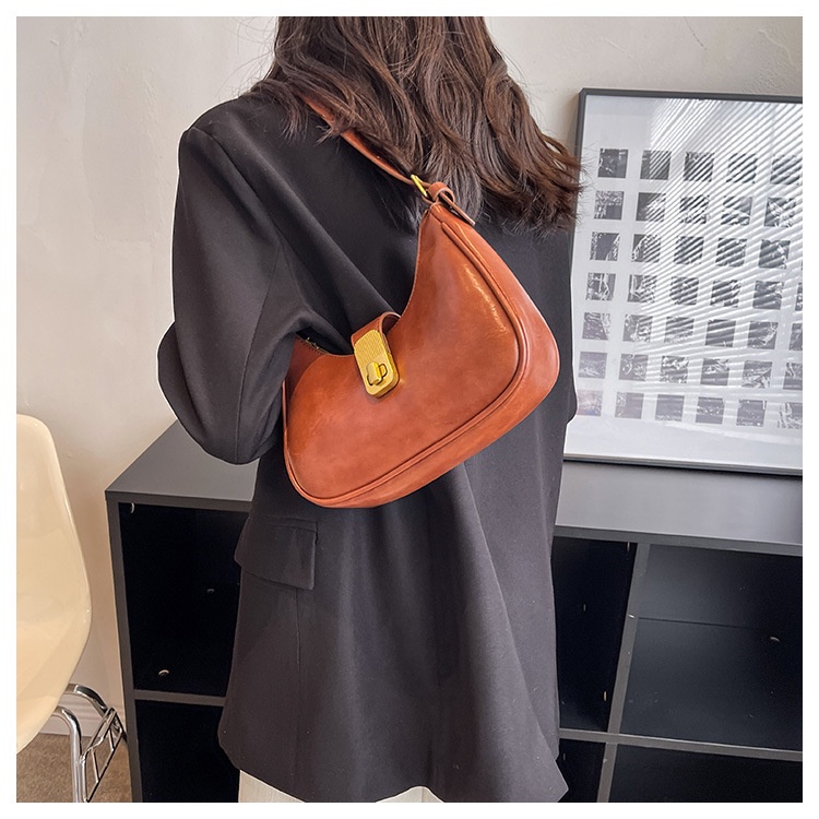 Túi Xách JASMIN NOIR Da PU Đeo Chéo Có Khóa Hình Bán Nguyệt Thời Trang Cho Nữ