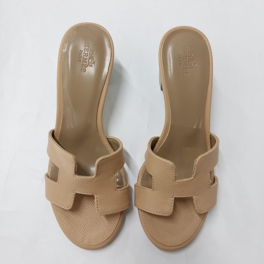 Guốc H viền xước, gót trụ 5cm