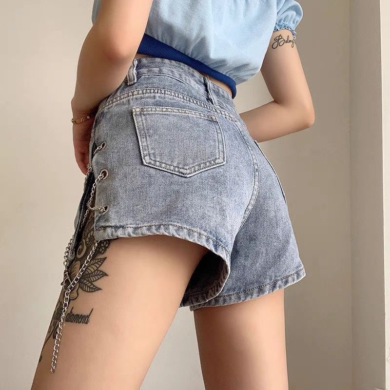 Quần short XINLANYASHE denim lưng cao dáng ôm thời trang 2023 quyến rũ cho nữ