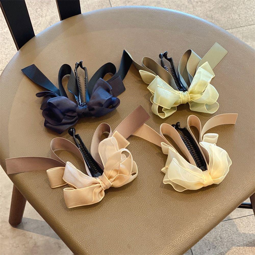 AROMA Kẹp Tóc Đính Nơ Ruy Băng Phong Cách Hàn Quốc Cho Nữ