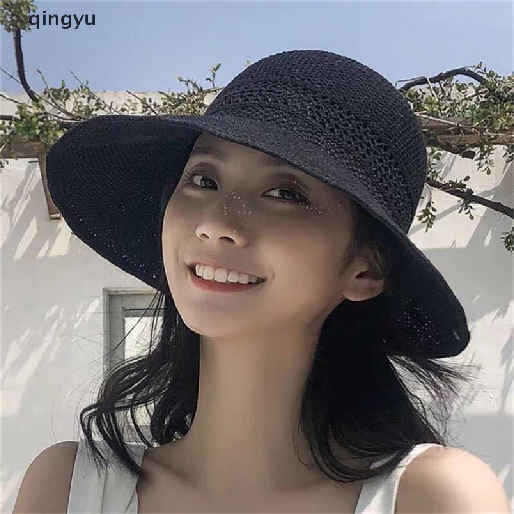 Nón Rộng Vành Hở Chóp Thoáng Khí Đính Nơ Thời Trang Đi Biển Mùa Hè