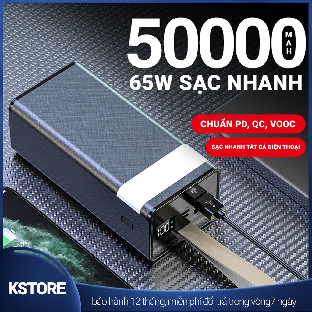 Pin sạc dự phòng 50000 40000mah sạc nhanh 65W màn hình LED