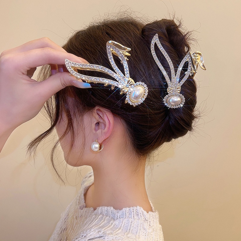 Kẹp Tóc Hình Thỏ Đính Đá Tua Rua Thời Trang Sang Trọng Cho Nữ