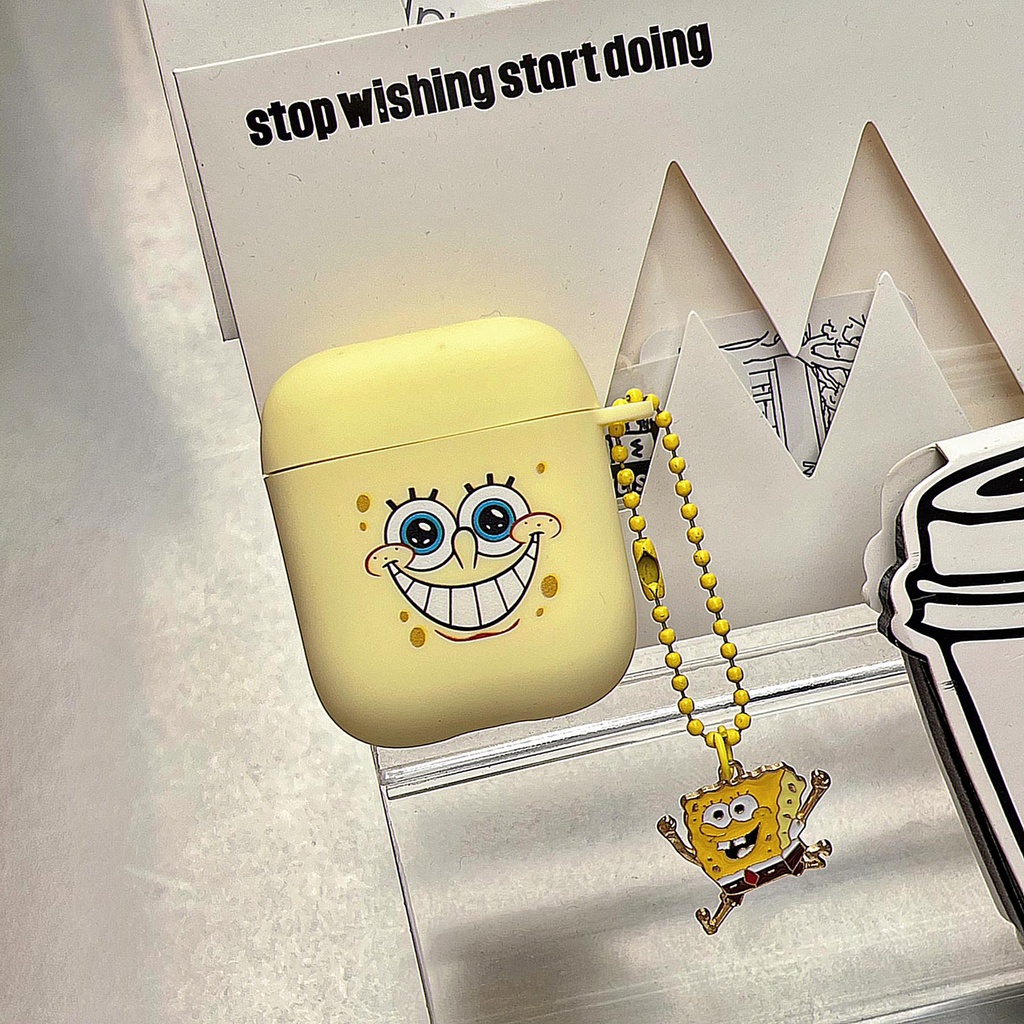 Vỏ Bảo Vệ Hộp Sạc Tai nghe không dây AirPods 1 2 3 2021 Pro2 2022 Bằng Silicon Tpu Mềm Hình Spongebob Vui Nhộn