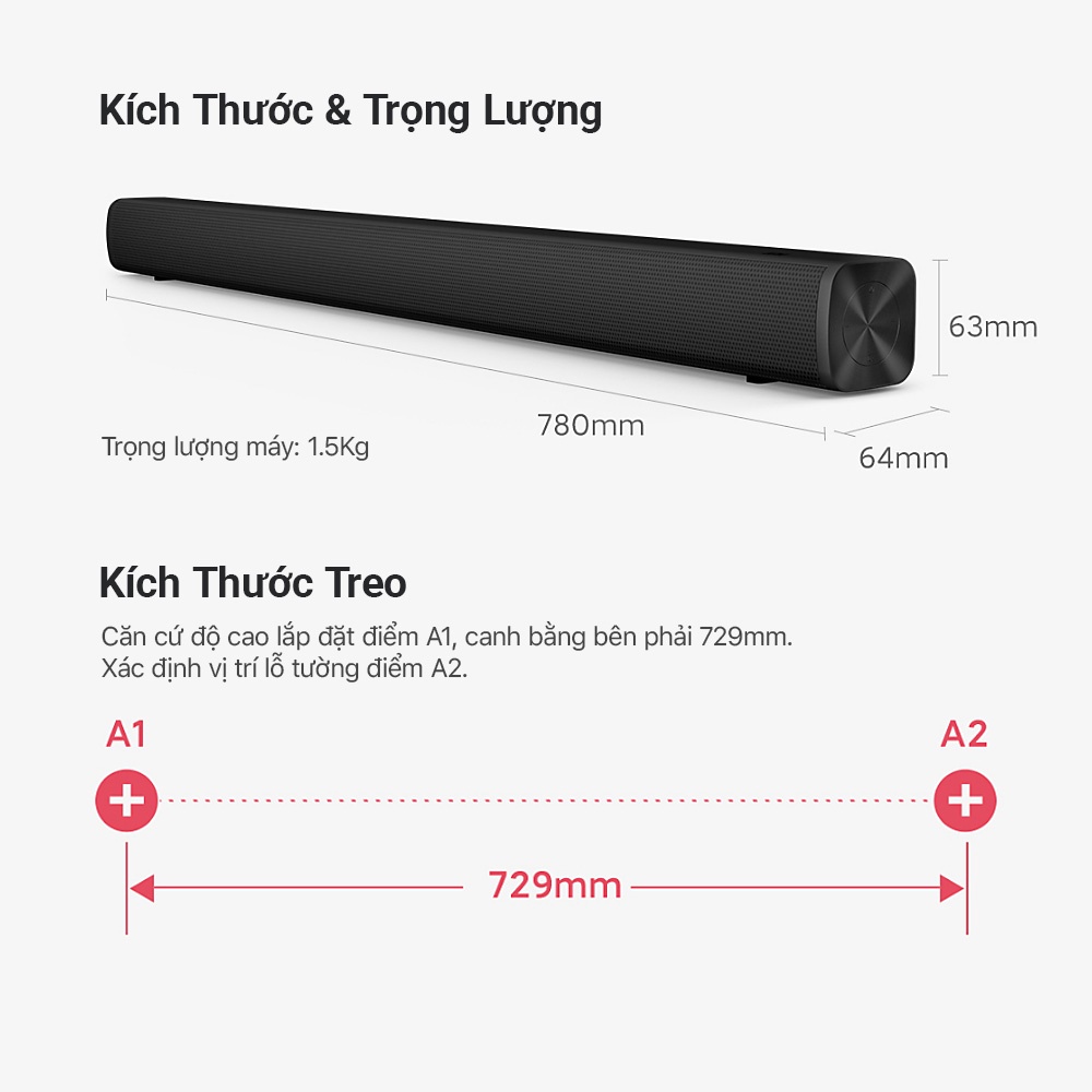 Loa TV Redmi Soundbar TV Xiaomi Kết nối Bluetooth AUX Bluetooth 5.0 Hàng chính hãng