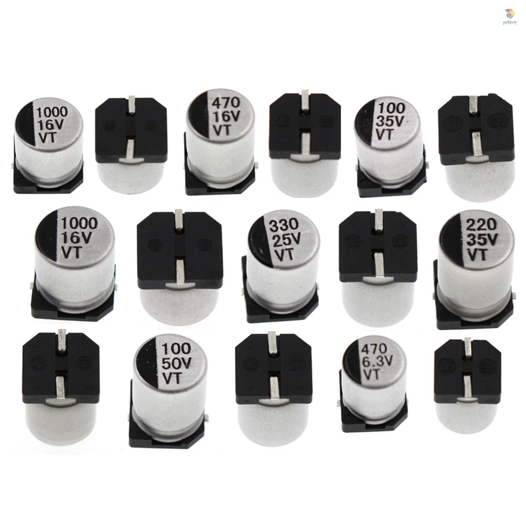 Set 400 Tụ Điện Nhôm 24 Giá Trị 1uF-1000uF 6.3V-50V Kèm Hộp Đựng