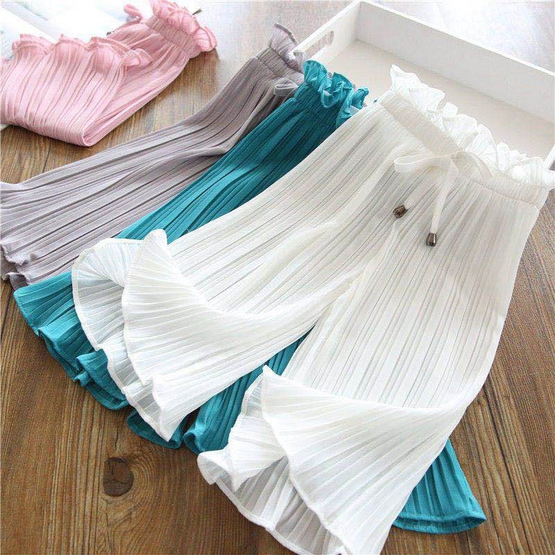 Quần ống rộng vải voan mềm chống muỗi thời trang hè Hàn Quốc cho bé gái