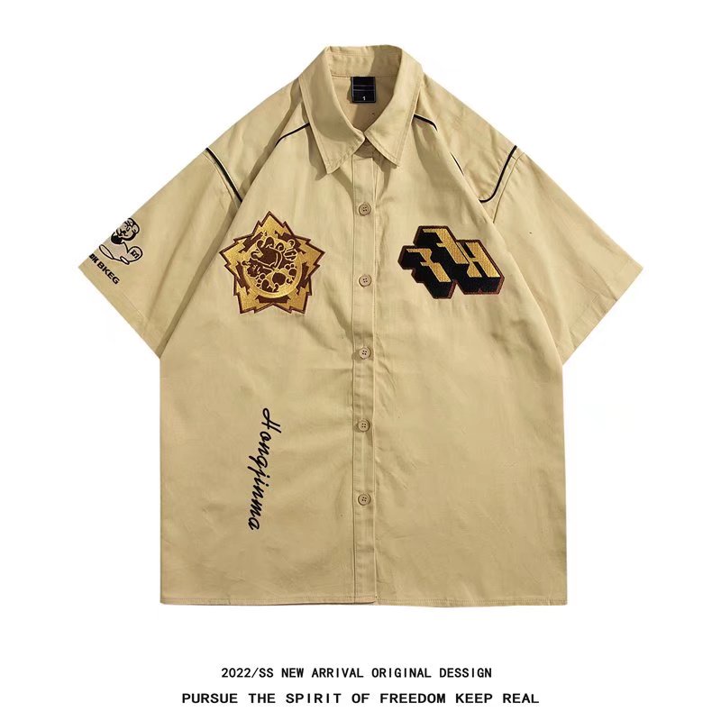 Áo polo Ngắn Tay Dáng Rộng Thời Trang Retro Mỹ Dành Cho Nam Và Nữ 2023 / Size M-3XL