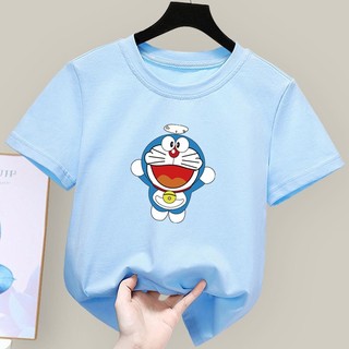 áo thun bé trai Áo Thun Tay Ngắn Cổ Tròn In Hình Doraemon Phong Cách Hàn Quốc Cho Bé Trai