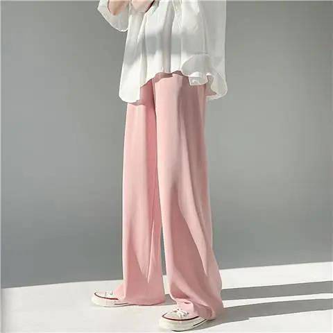 Summer Thin Ice Silk Leisure Wide-Leg Pants Men and Women Hong Kong Style Advanced Draping Effect Loose All-Match Cold Mop Pants OWuP
