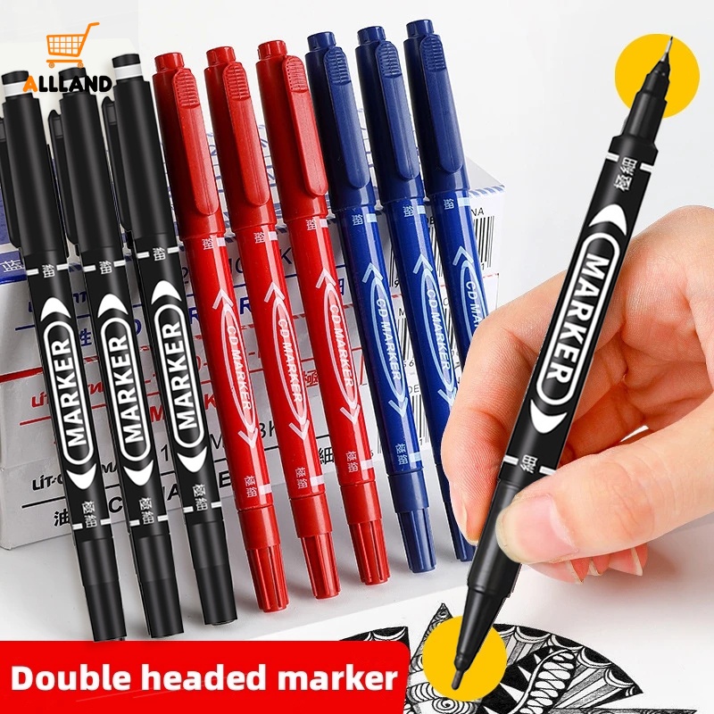 Bút Đánh Dấu Hai Đầu Bền Màu Nhanh Khô / Đen / Xanh Dương / Đỏ