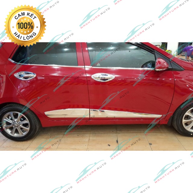 Nẹp chân kính inox theo xe Grand i10 2014 - 2020 bản hatchback và sedan hàng inox cao cấp