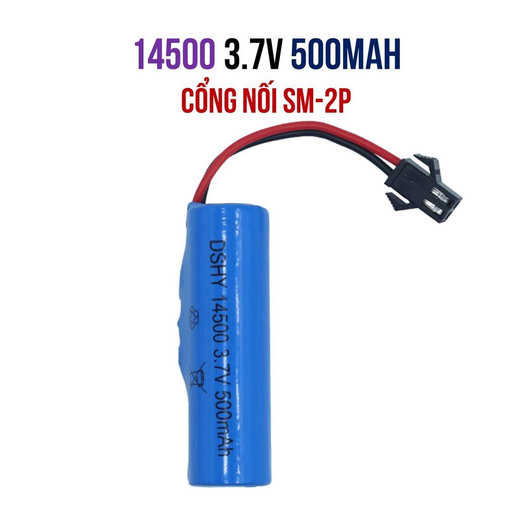 Pin Sạc Lithium 3.7V SM-2P 14500 500mAh 800mAh 1000mAh