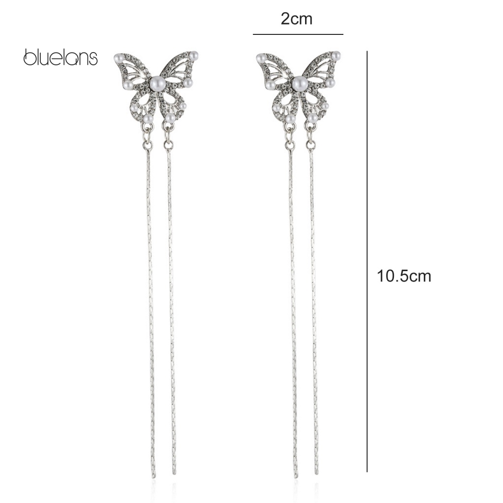 1 Cặp Bông Tai Tua Rua Hình Bướm Lấp Lánh Sang Trọng