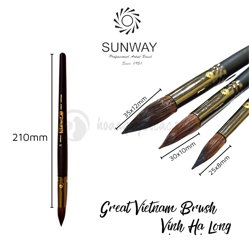 Sunway cọ vẽ great việt nam vịnh hạ long lông chồn đầu nhọn - ảnh sản phẩm 1