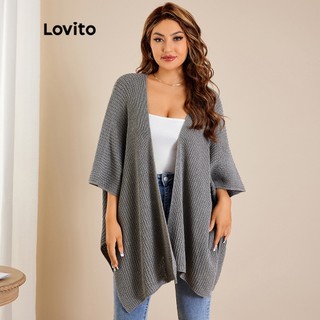 113XJ Lovito Áo Kimono Trơn ThườNg Cardigans L22LD120 (Xám)