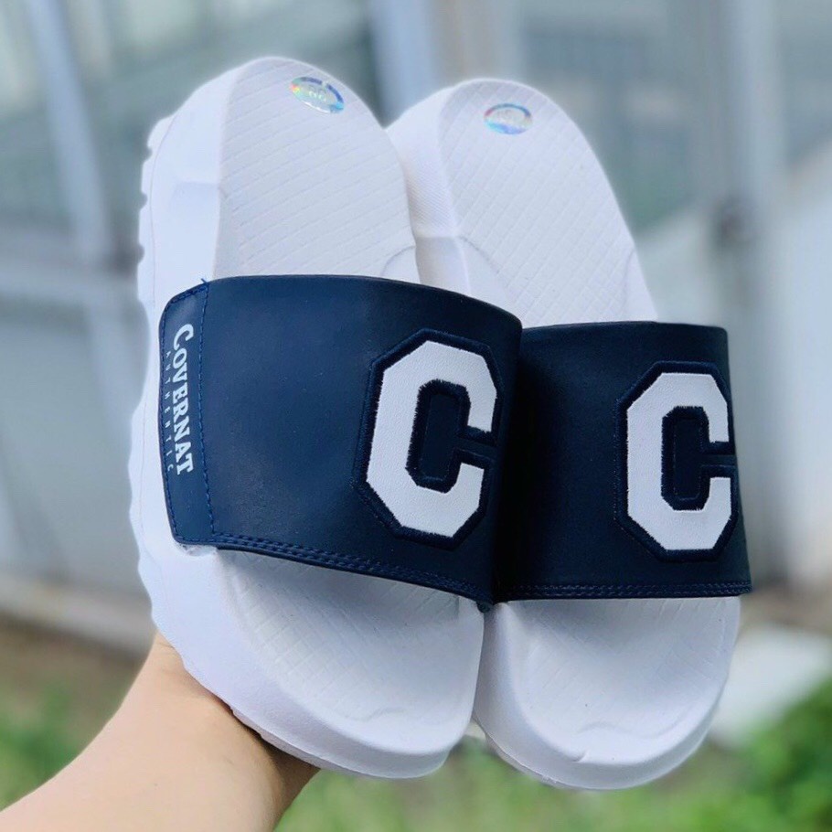 Dép covernat C -FREESHIP + chọn tăng 1 size- thể thao quai ngang nam nữ đế độn 4-5cm,đế Api siêu bền,trắng q xanh than