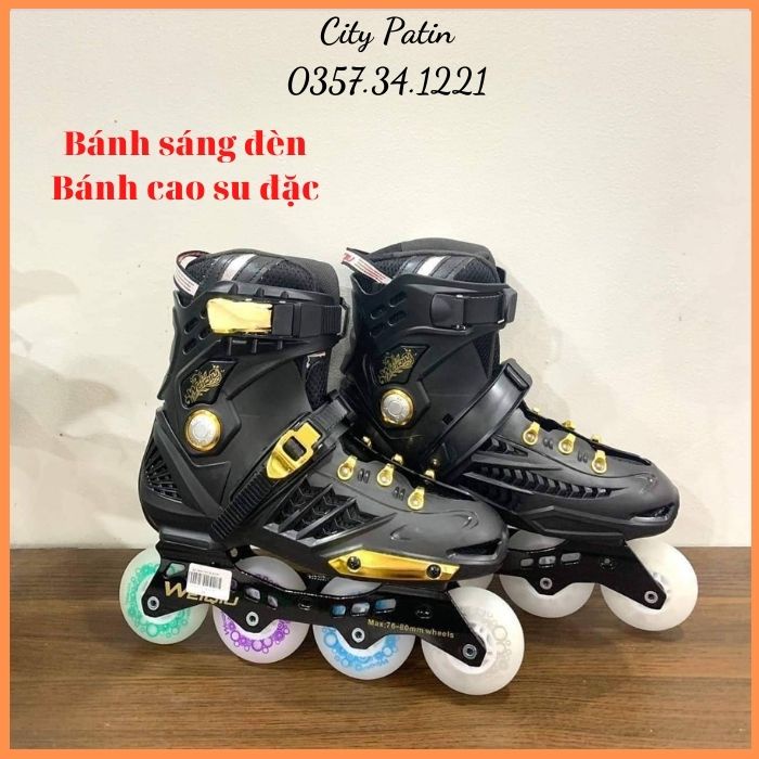 Giày Patin người lớn cao cấp TNT QS sáng đèn, trẻ em dòng patin 2 lớp