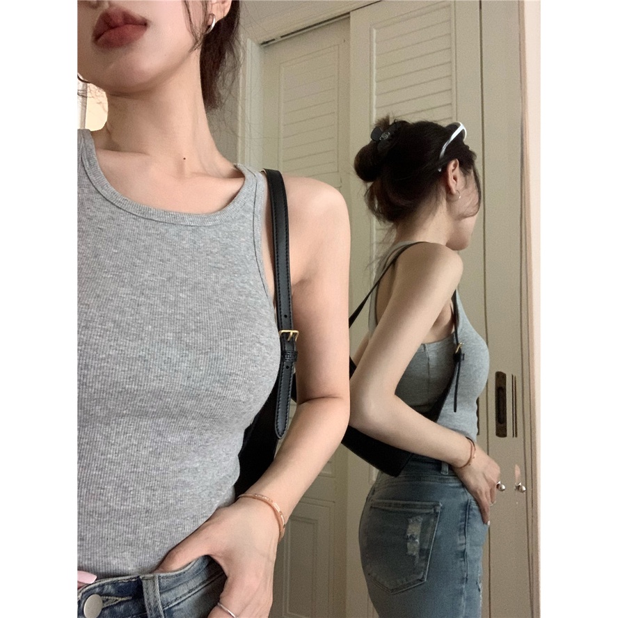 Áo Hai Dây Co Giãn Ôm Dáng Màu Trơn Thời Trang Hàn Quốc Cho Nữ