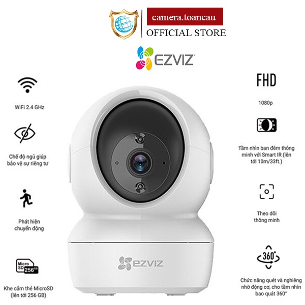 Camera wifi trong nhà xoay 360 Ezviz C6N TY1 2M,4M 2K đàm thoại 2 chiều có cổng Lan hàng chính hãng bảo hành 2 năm | BigBuy360 - bigbuy360.vn
