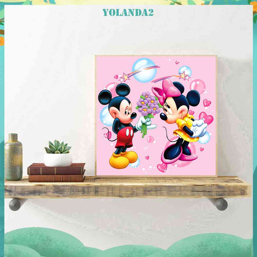 Bộ Tranh Đính Đá Tự Làm Họa Tiết Chuột Mickey Và Minnie Trang Trí Nội Thất