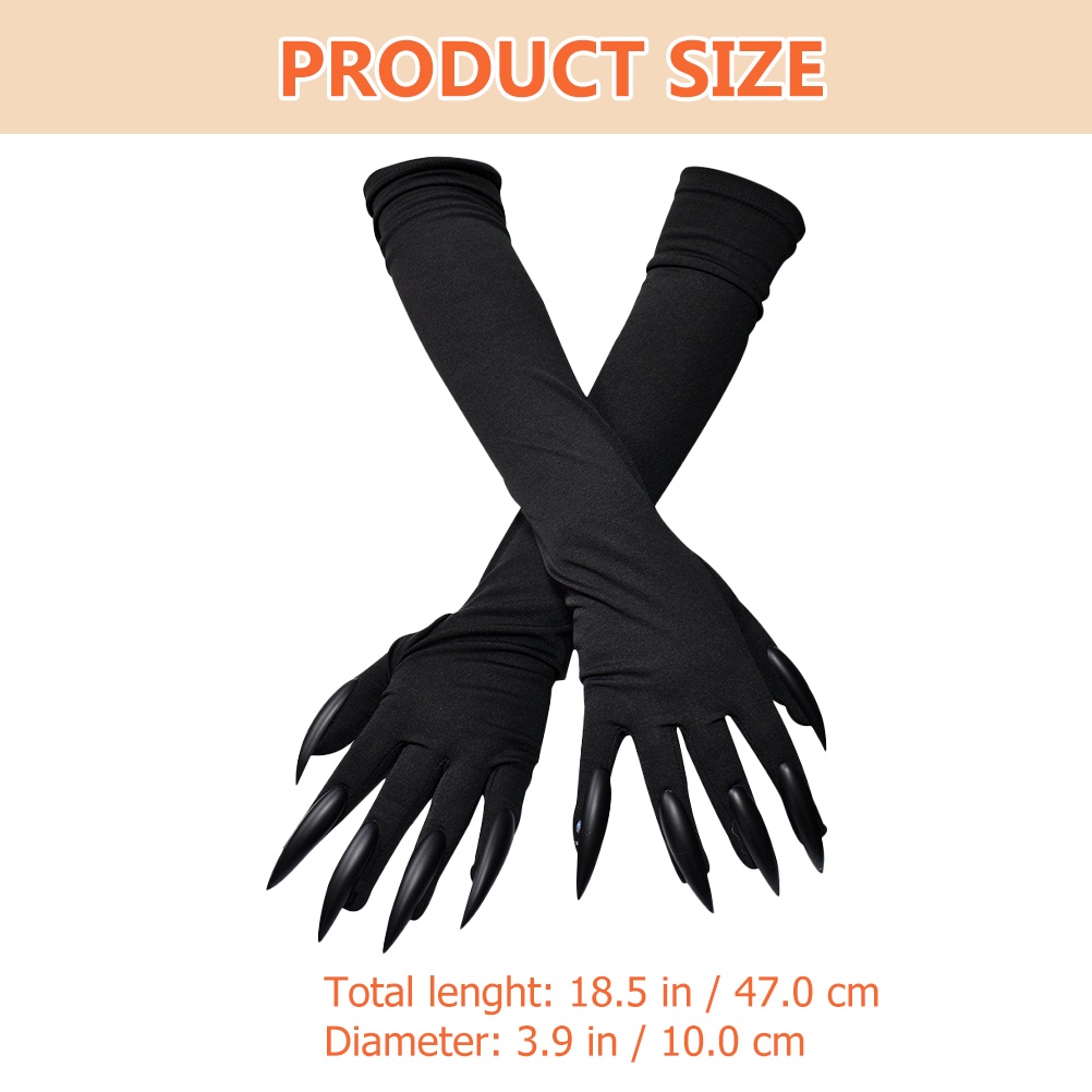 1 Đôi Găng Tay Móng Vuốt Mèo Màu Đen Hóa Trang Halloween