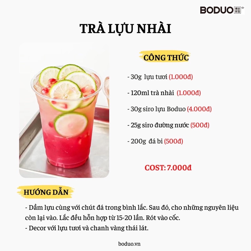 Siro lựu Boduo chai 1kg
