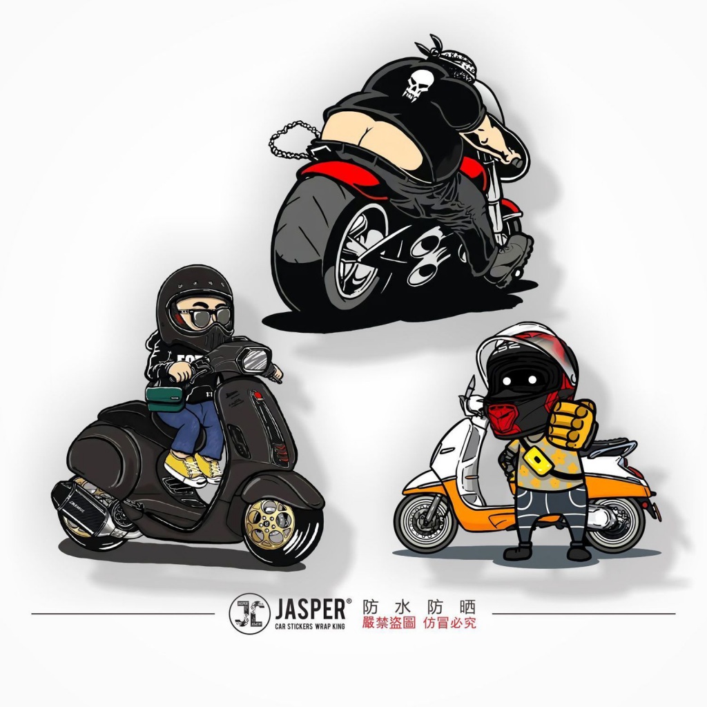 Miếng Dán Phản Quang Họa Tiết Hoạt Hình Vui Nhộn Sáng Tạo Trang Trí Xe Mô Tô Harley Vespa