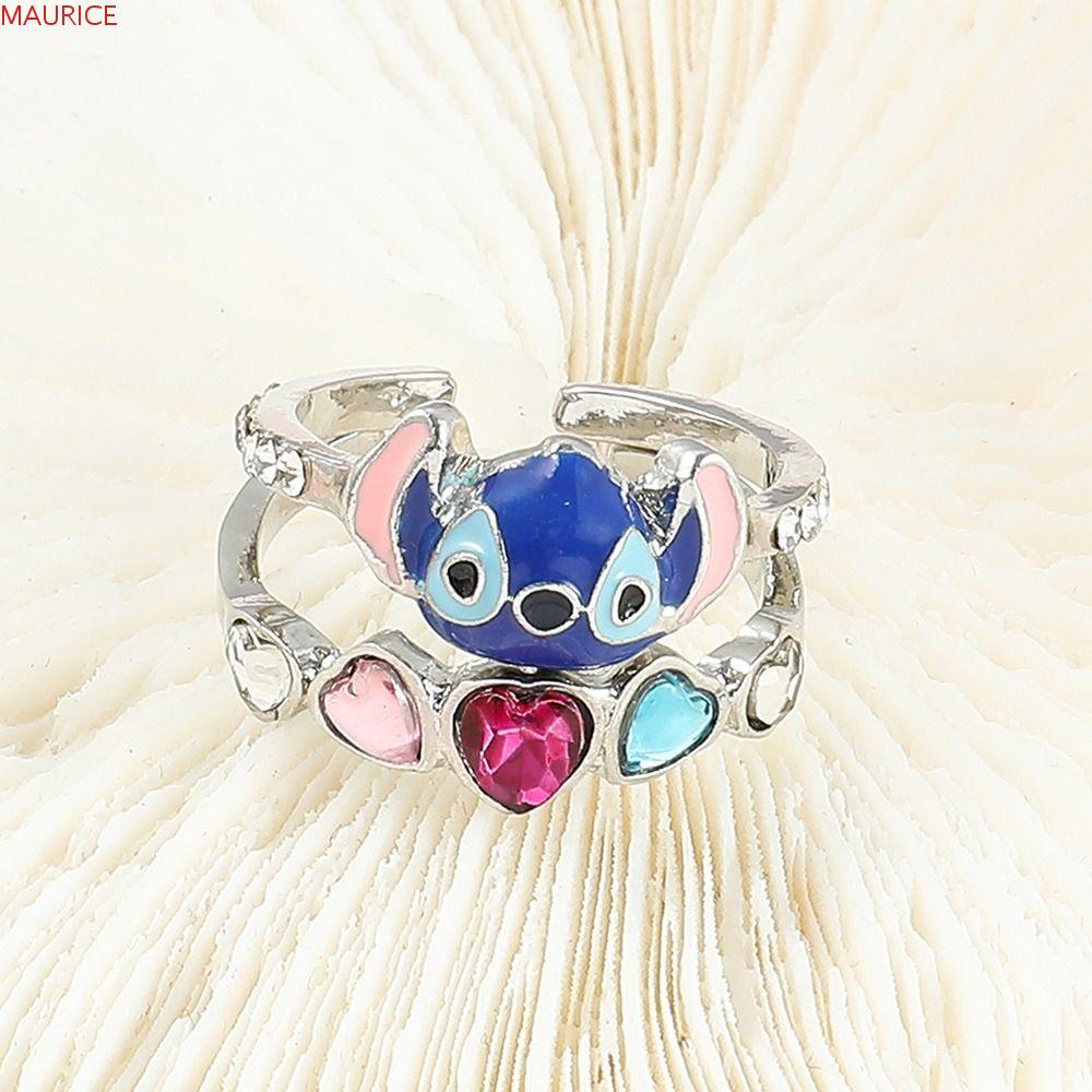 Nhẫn Hở Hai Lớp Họa Tiết Hoạt Hình Stitch Có Thể Điều Chỉnh Kích Cỡ Thời Trang Cho Người Lớn Và Trẻ Em