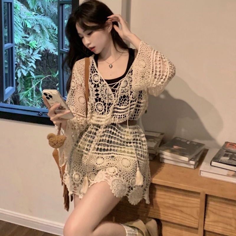 Áo Kiểu Trễ Vai Phối Ren Xinh Xắn Thời Trang Dành Cho Nữ