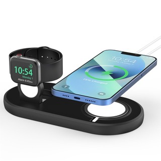  Đế Sạc Không Dây 2 Trong 1 Cho iPhone 13 12 Pro Max Và Apple Watch SE   8   7   6   5   4   3   2   1 Magsafe Đứng 