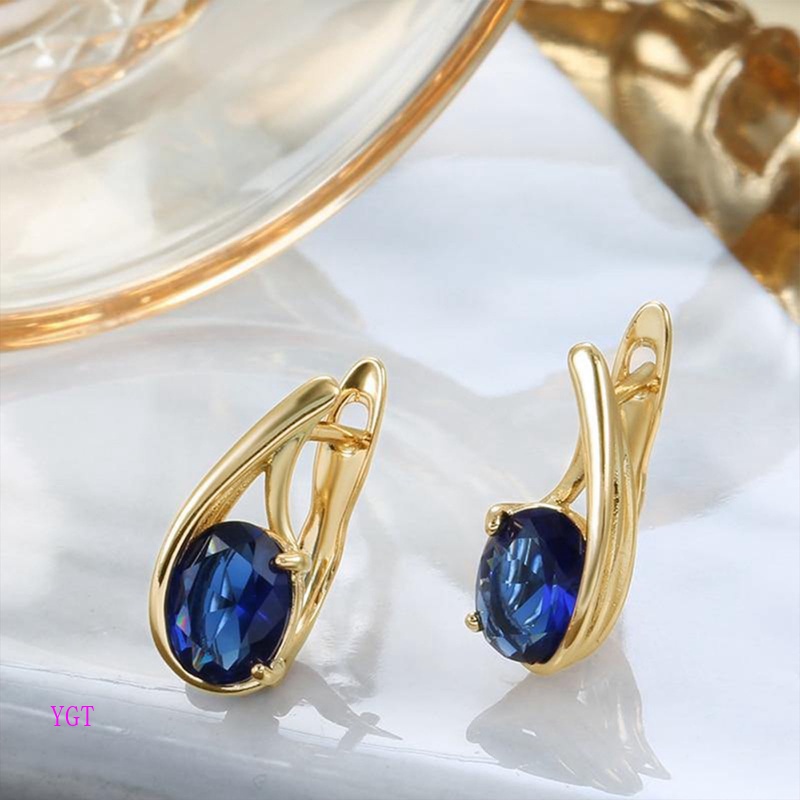 Ygt Khuyên Tai Tròn Đính Đá Zircon Màu Vàng Sang Trọng Cho Nữ