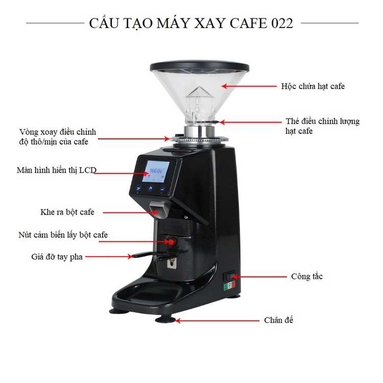 Máy xay cà phê 022 - Máy xay cafe 022 - Điều chỉnh thông minh - màn hiển thị LCD - có cảm ứng