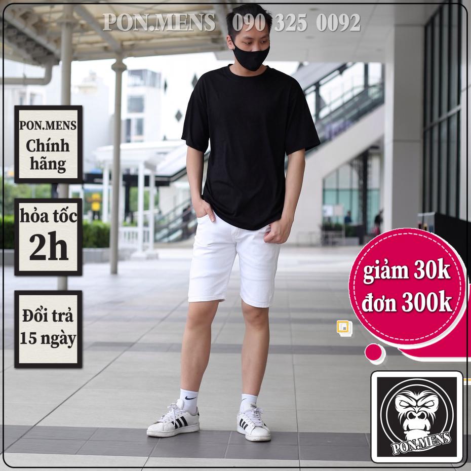 Quần short jean đùi chất bò nam màu trắng trơn co giãn tốt slimfit cao cấp đẹp VNXK Pon.mens