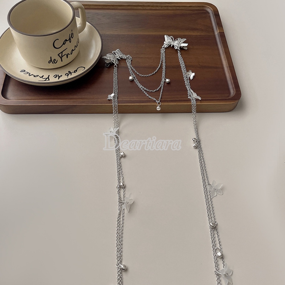 Trâm Cài Tóc Hình Hoa Và Bướm Tua Rua Thời Trang Độc Đáo