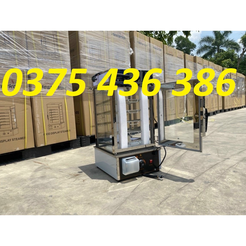 Tủ hấp bánh bao 5 tầng 2 lớp kính cường lực trưng bày hàng nhập khẩu