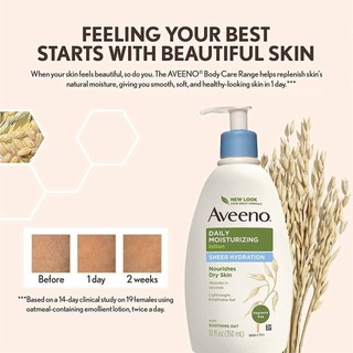 Kem dưỡng ẩm không gây nhờn Aveeno Sheer Hydration Daily Moisturizing Lotion for Dry Skin 350ml/530ml (Mỹ)