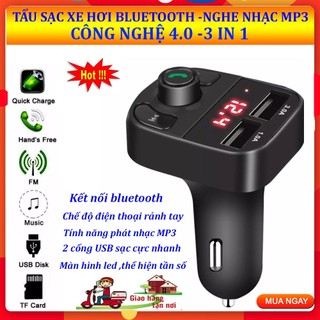 Tẩu sạc ô tô đa năng, tẩu nghe nhạc mp3, tẩu sạc ô tô thông minh. tẩu sạc ô tô thông minh đa năng kết nối bluetooth,