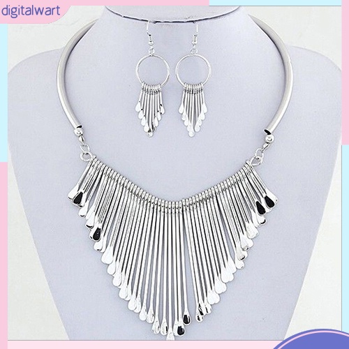 Bộ Trang Sức Gồm Dây Chuyền / Bông Tai / Vòng Cổ Tua Rua Thời Trang Cho Nữ