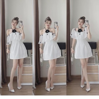 Đầm váy nữ bánh bèo phối viền đính hoa nhẹ nhàng [Có Mút] xinh xắn dành cho các nàng diện đi chơi hè