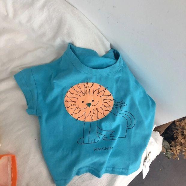 MNGRL Áo Thun Cotton In Hình Hàn Quốc Mùa Hè Thoải Mái Cho Bé Trai Bé Gái