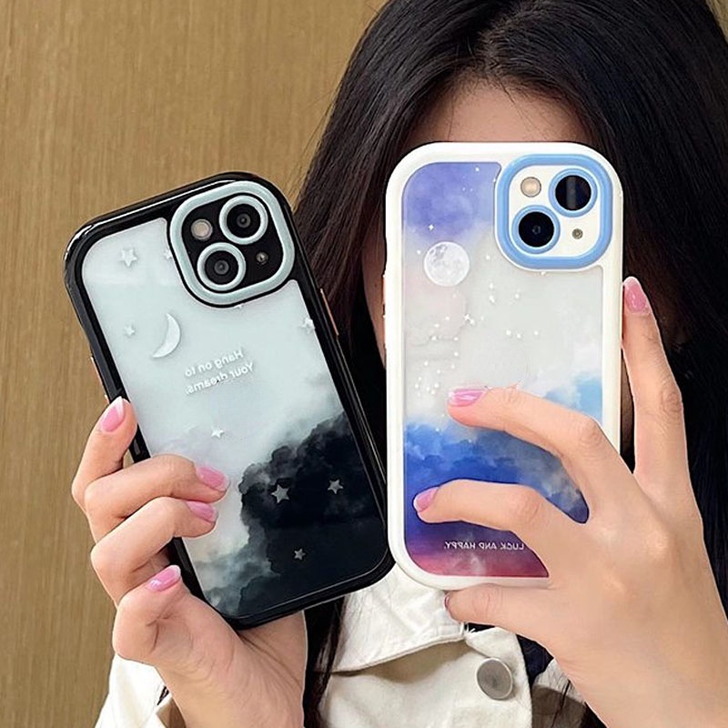 Ốp Điện Thoại Mềm Họa Tiết Trời Sao Tím Đen Cho IPhone Xr Xs Max Ip Apple IPhone 11 12 13 14 Pro Max