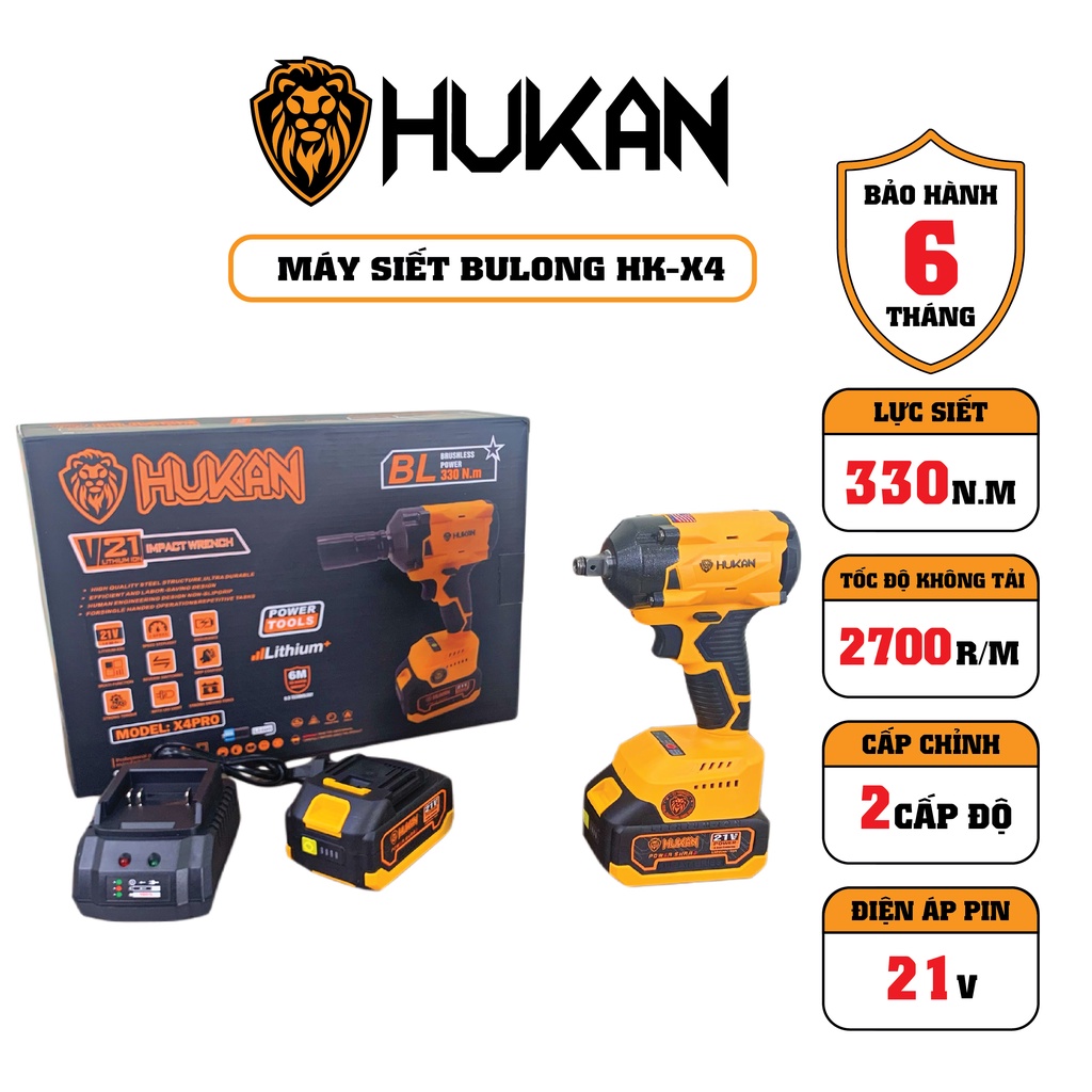 Máy Siết Ốc Bulong HUKAN HK-X4 Pro Lực Siết 330N.m COMPART Pin 21V