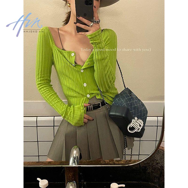 Áo Cardigan Dệt Kim Cổ Vuông Dáng Ôm Thời Trang Mùa Thu 2022 Cho Nữ