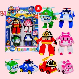 Bộ 4 đồ chơi biến hình biệt đội Robocar Poli 2 trong 1 cho bé thỏa sức sáng tạo đồ chơi biến hình 2 trong 1