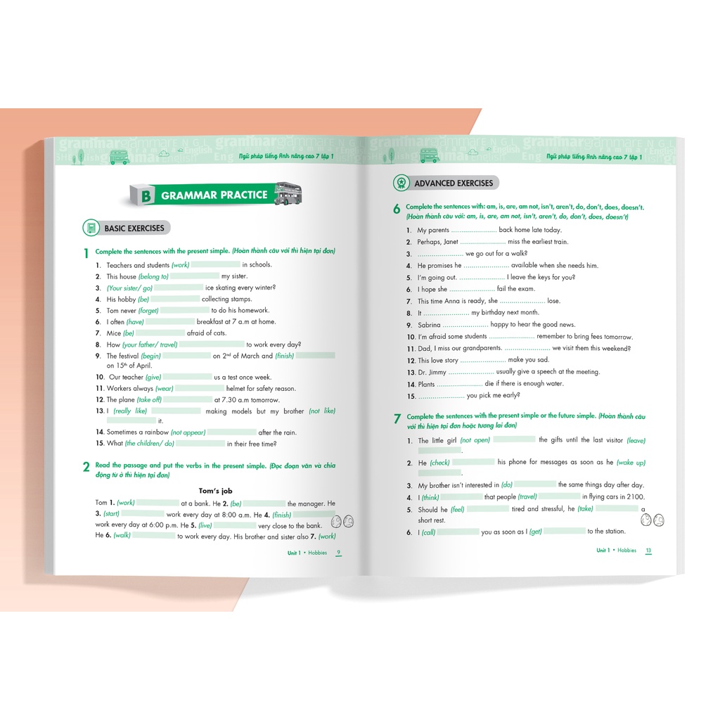 Sách Combo Ngữ pháp Tiếng Anh nâng cao Lớp 7