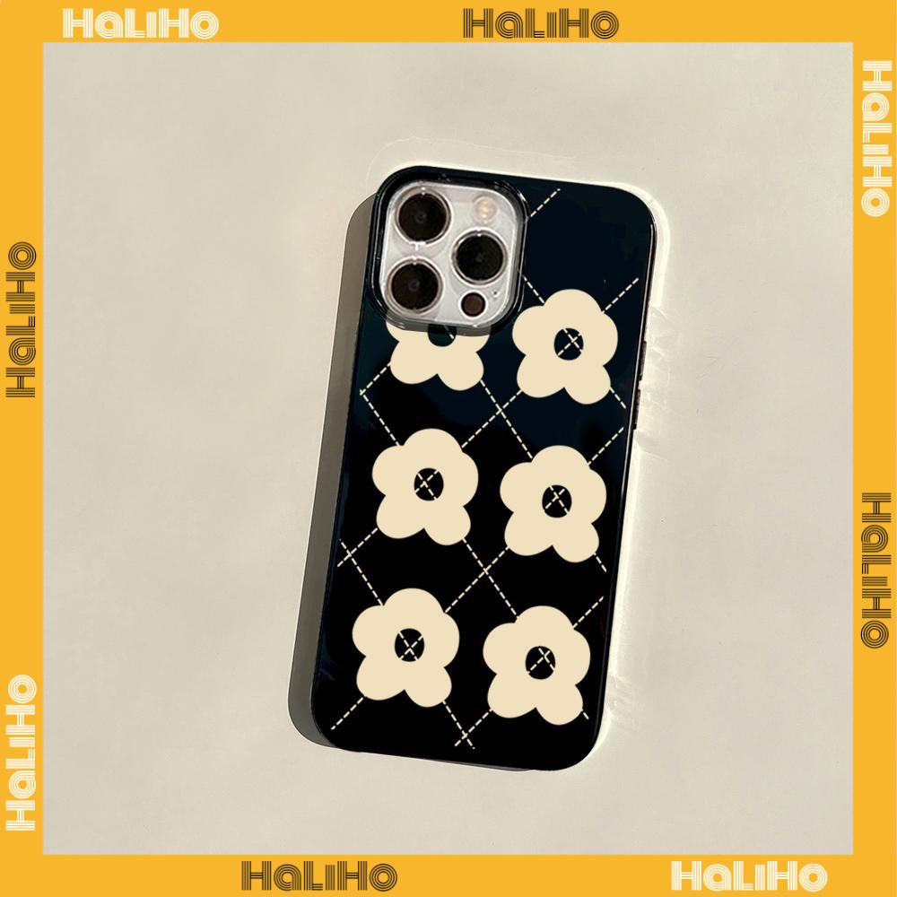 iPhone Case Soft TPU Glossy Black Candy Case Khaki Flowers Camera Protection Shockproof For iPhone 14 13 12 11 Pro Max 7 8 Plus X XR