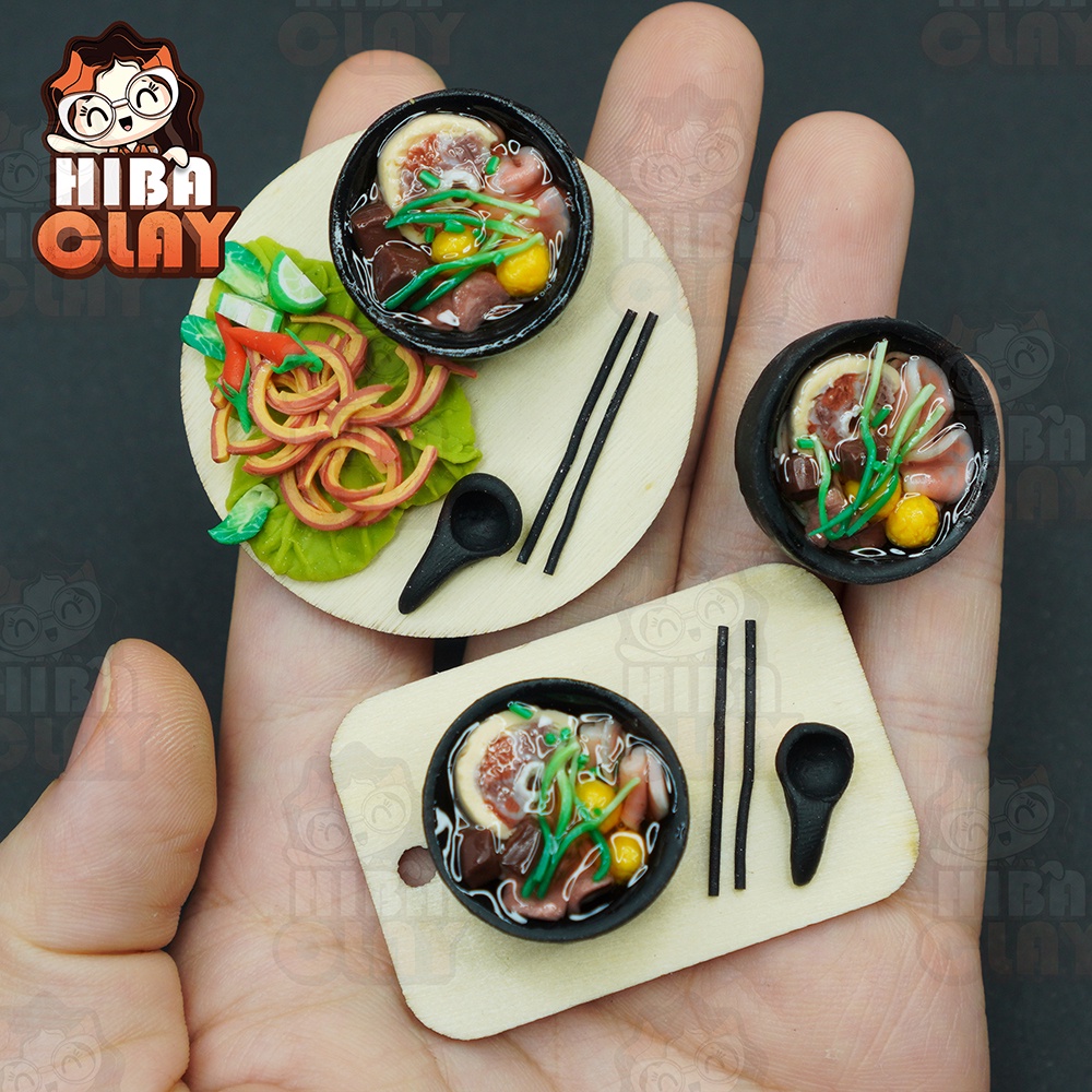 Khay Bún Bò Huế minifood, đồ ăn tí hon, đồ ăn mini mô hình cho búp bê DIY