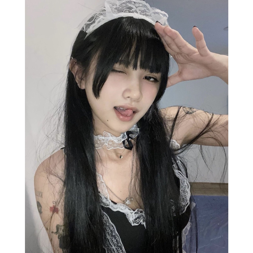 SET COSPLAY HÓA TRANG NỮ HẦU GÁI DẠNG ĐẦM XÒE PHỐI REN HÀNG LOẠI 1 BASIC MAID S213 Braletteshousevn